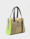 Esther Taos Taupe Satchel Bag - Retro Tiger Design