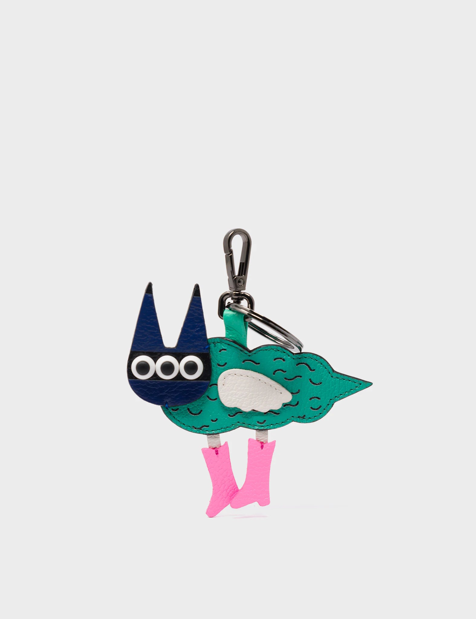 Catwings - Green Leather Keychain - Front View