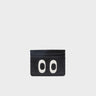 Filium Black Leather Cardholder - Funny Eyes Engraved - Front View