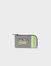 Fausto Gray Leather Zip-around Cardholder - Winged Tiger Embroidery