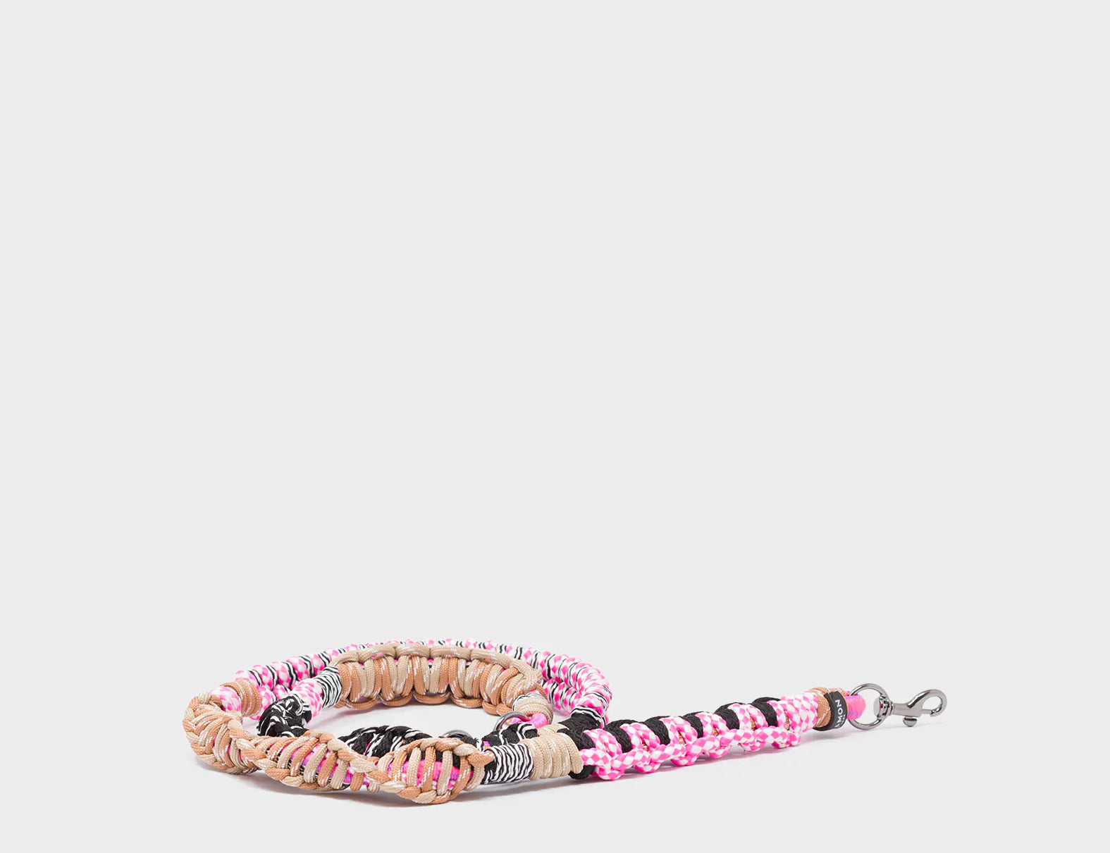 Detachable Shoulder Strap - Black, Fuchsia and Pink Handwoven Paracord - Product View