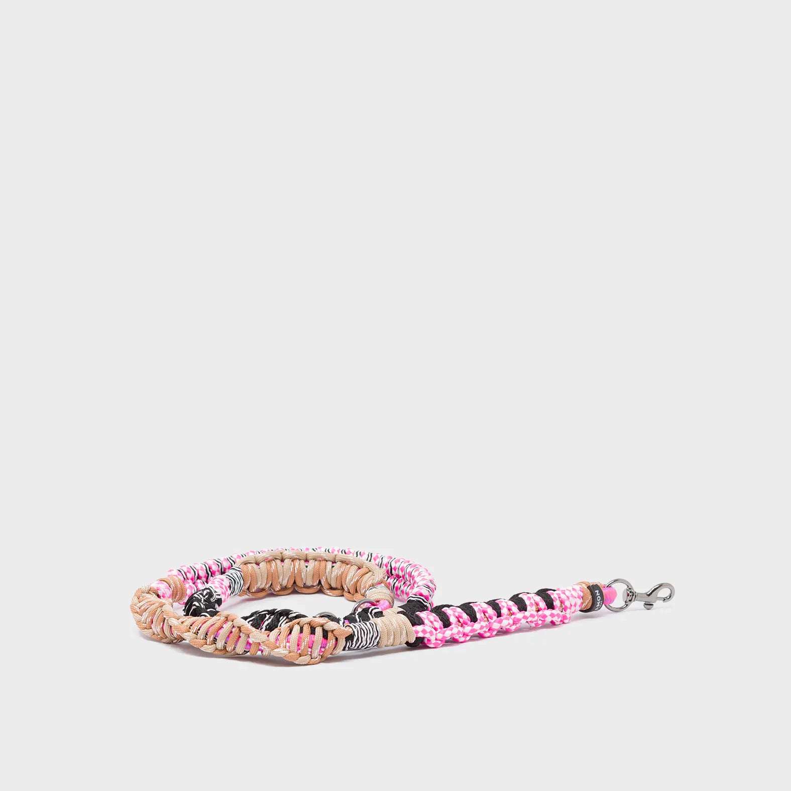 Detachable Shoulder Strap - Black, Fuchsia and Pink Handwoven Paracord - Product View
