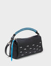 Tamarindo Medium Black Leather Shoulder Bag - All Over Eyes Embroidery