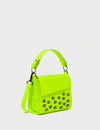 Anastasio Micro Crossbody Handbag Neon Lime Leather - All Over Eyes Embroidery