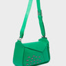 Houston Irish Green Leather Shoulder Bag - All Over Eyes Embroidery - Main