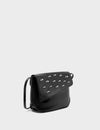 Bruno Mini Crossbody Black Leather Bag - All Over Eyes Embroidery