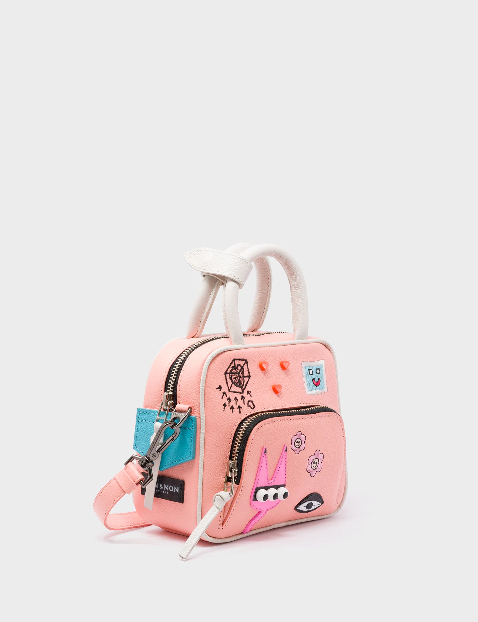 Marino Mini Crossbody Rosa Leather Bag - Graffiti Applique - Main view