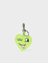 Hearty Smile Charm - Sharp Green Leather Keychain - Front