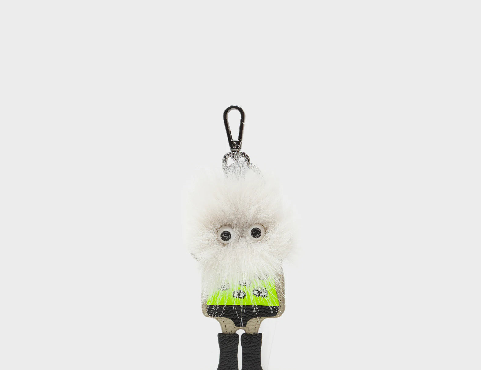 Monster Charm - Gray Faux Fur and Black Leather Boots - Front View