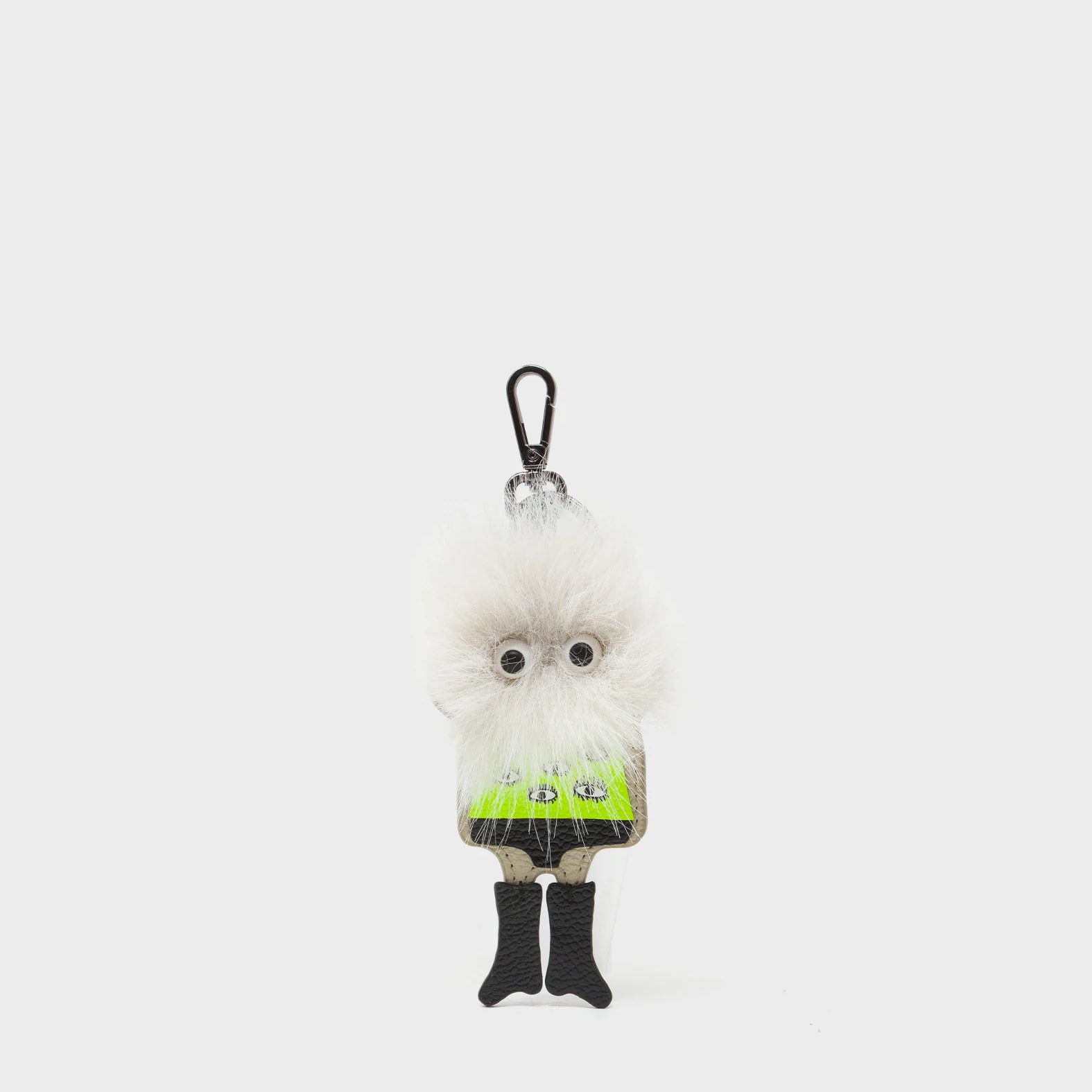 Monster Charm - Gray Faux Fur and Black Leather Boots - Front View
