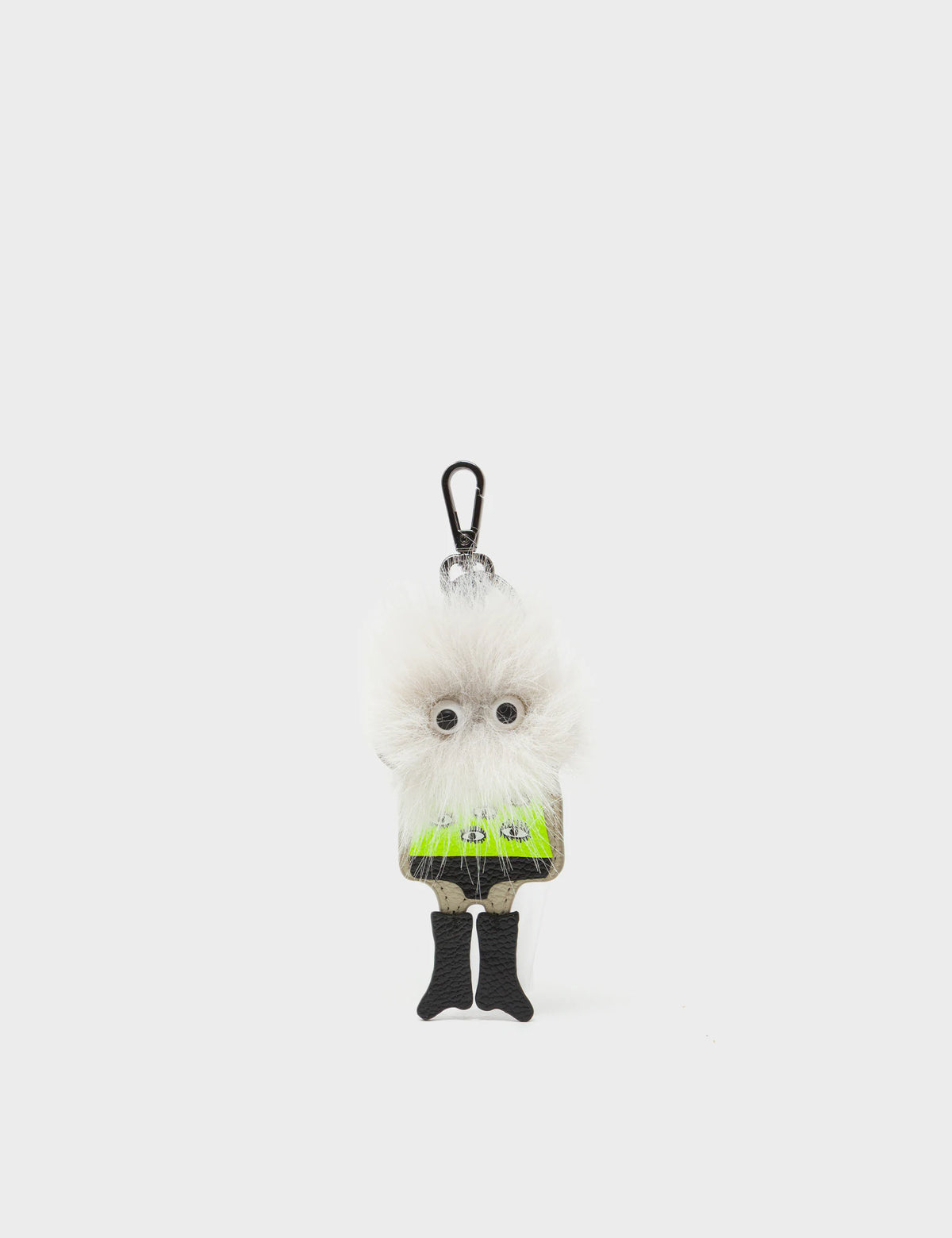 Monster Charm - Gray Faux Fur and Black Leather Boots - Front View