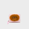 Frodo Parfait Pink Leather Zip Around Wallet - Fuzzy Monster Applique - Front