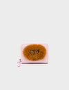 Frodo Parfait Pink Leather Zip Around Wallet - Fuzzy Monster Applique