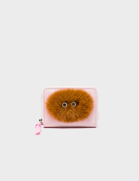 Frodo Parfait Pink Leather Zip Around Wallet - Fuzzy Monster
