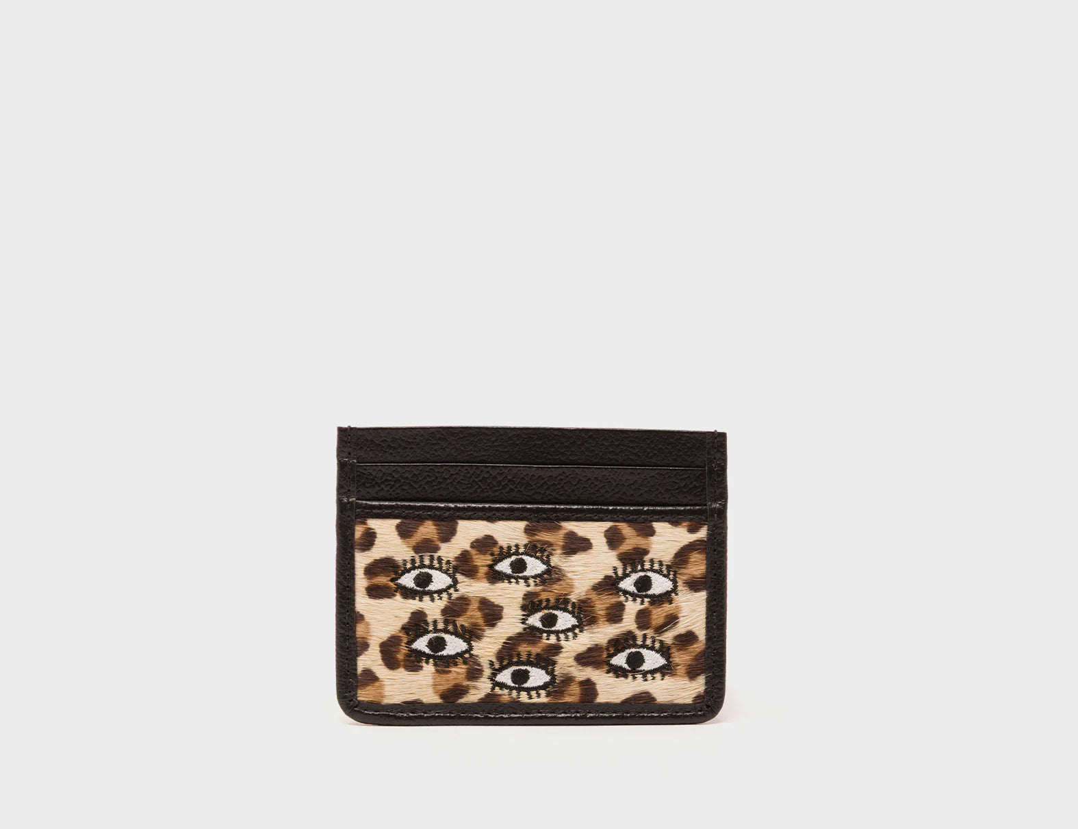 Filium Animal Print Leather Cardholder - All Over Eyes Embroidery