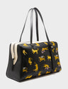 Esther Large Black Duffle Bag - Tiger Rumble  Embroidery - Main