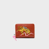 Frodo Baked City Brown Leather Zip Around Wallet - Winged Tiger Embroidery - Front
