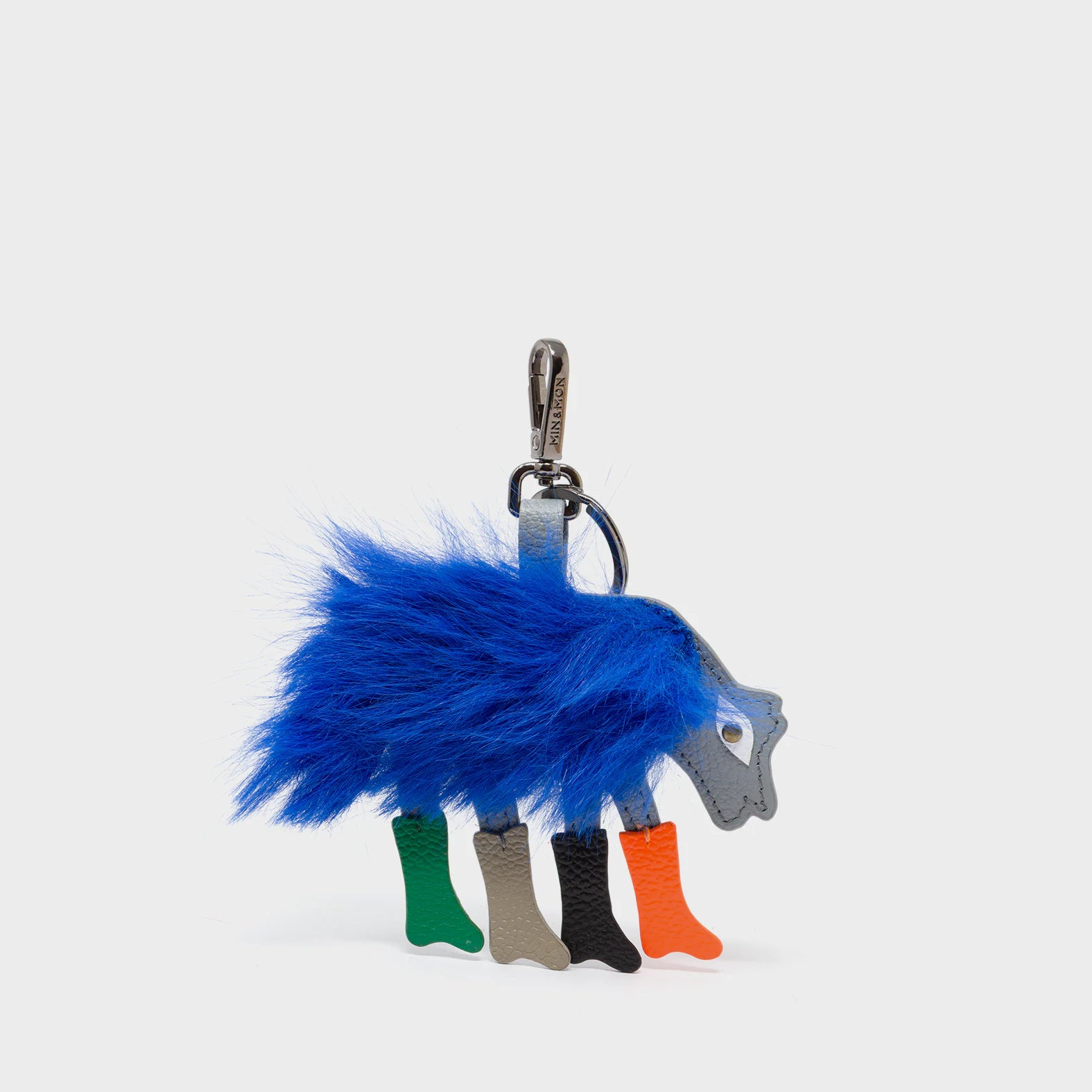 Wolf In Heels Charm - Blue Faux Fur and Multicolored Boots Keychain - Front