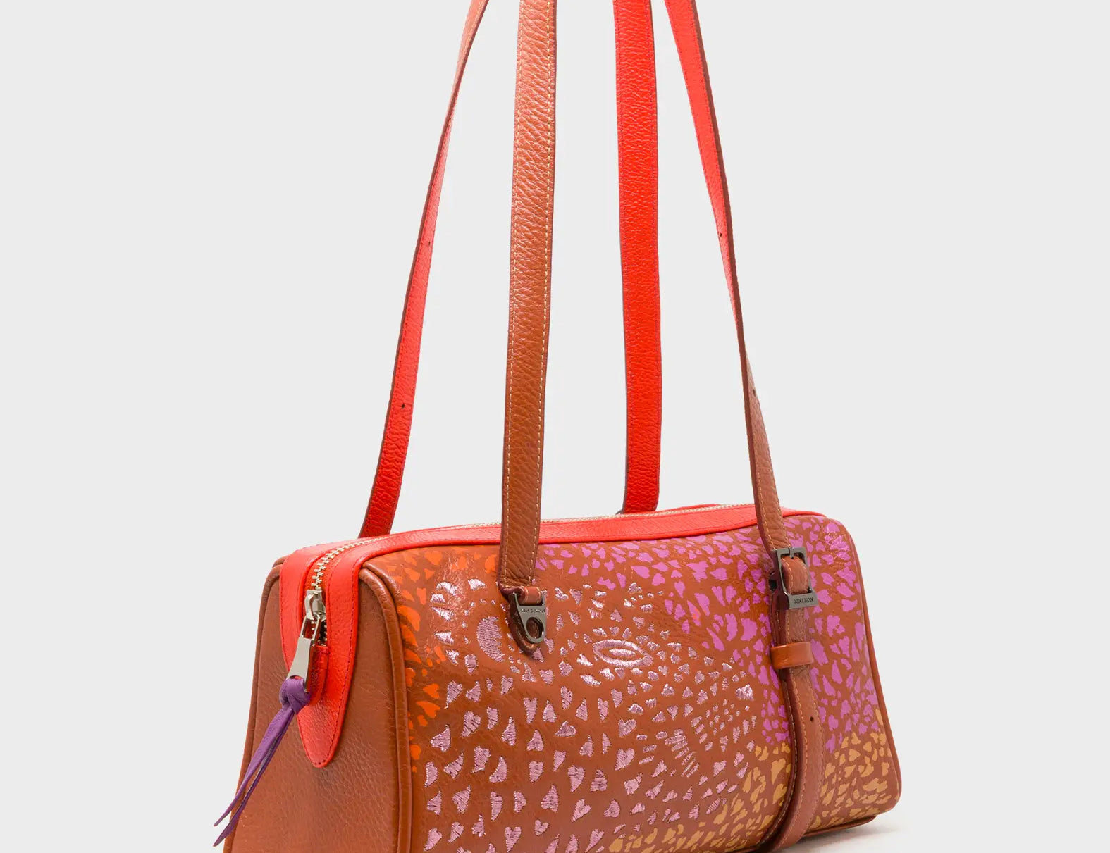 Esther Baked City Brown Satchel Mini Bag - Retro Tiger Embroidery - Main View