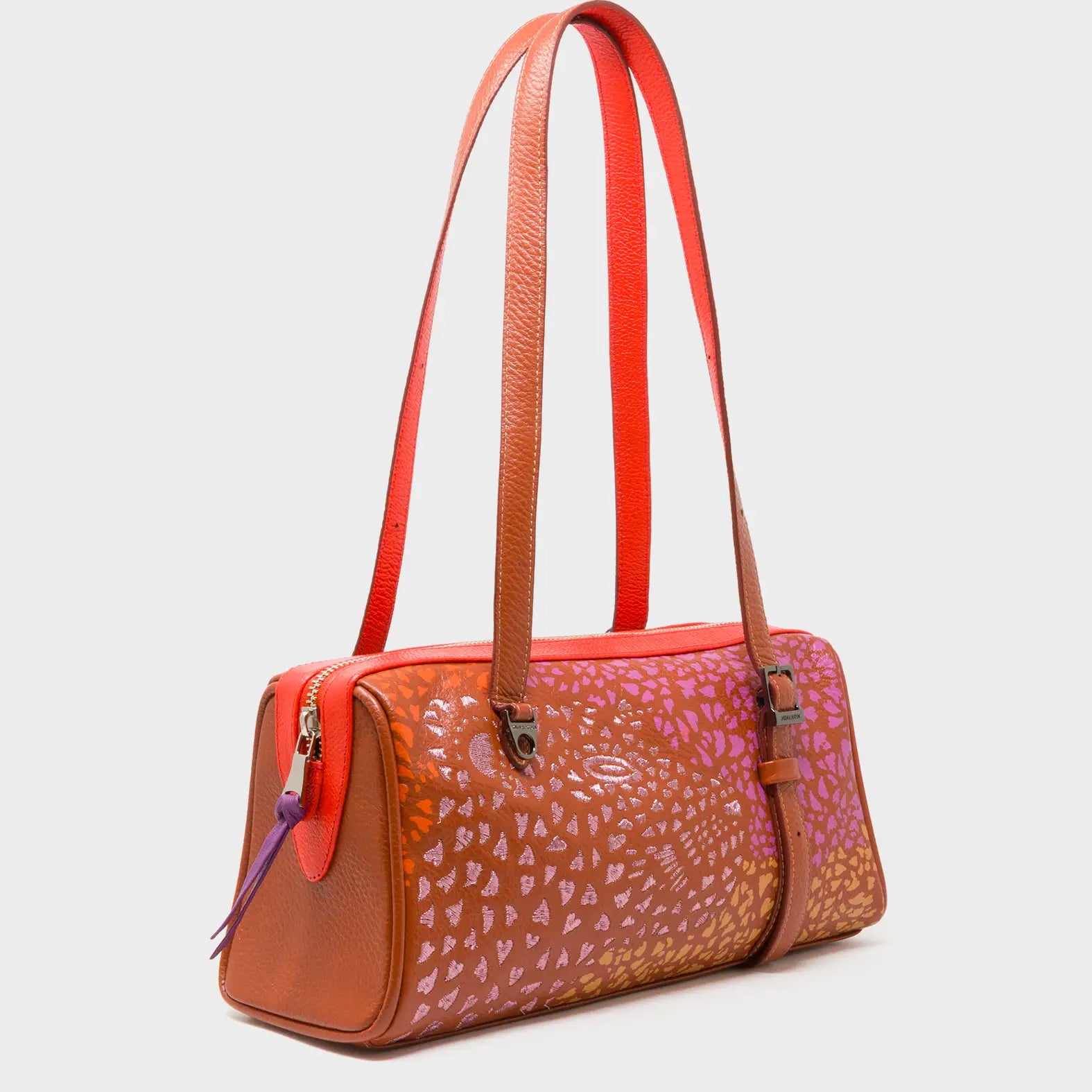 Esther Baked City Brown Satchel Mini Bag - Retro Tiger Embroidery - Main View