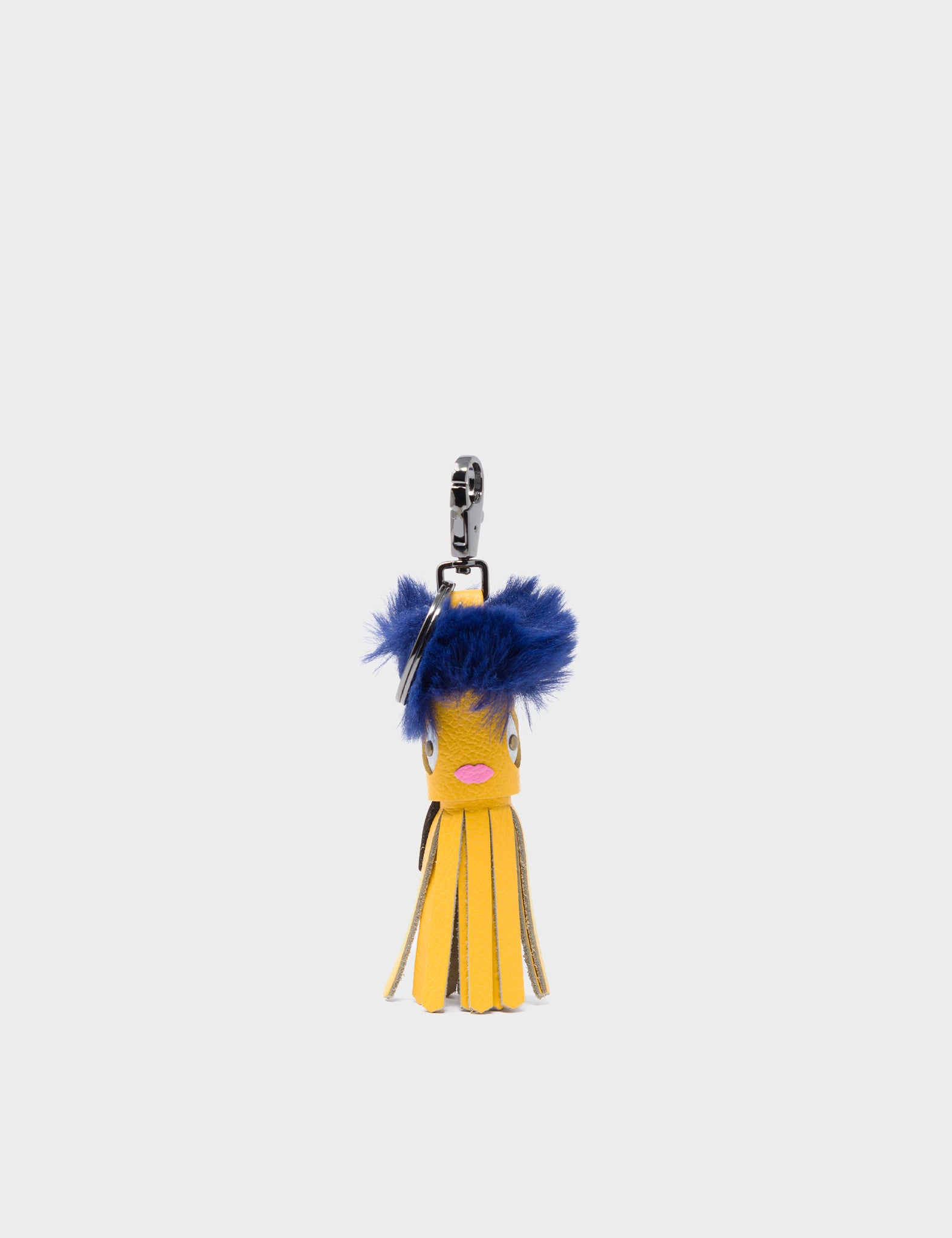 Callie Marie Mayne - Yellow Leather and Blue Synthetic Fur - Front View