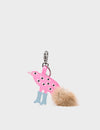 Bird In Boots Charm - Neon Pink Leather Keychain