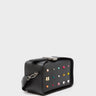 Benji Micro Crossbody Black Leather Bag - Studs Pattern - Main