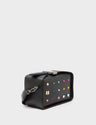 Benji Micro Crossbody Black Leather Bag - Studs Pattern - Main