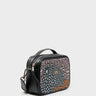 Verto Black Leather Crossbody Bag - Retro Tiger Design - Main View