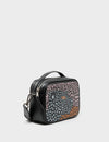 Verto Black Leather Crossbody Bag - Retro Tiger Design