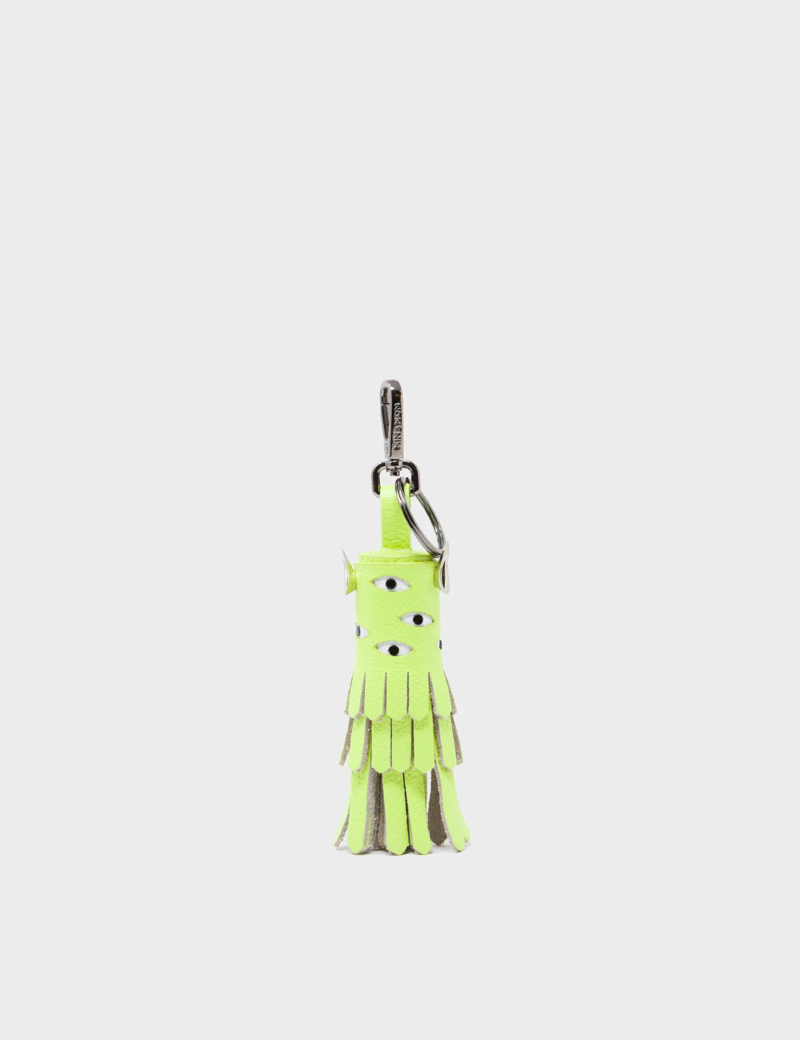 Oliver The Ox Charm - Sharp Green Leather Keychain - front