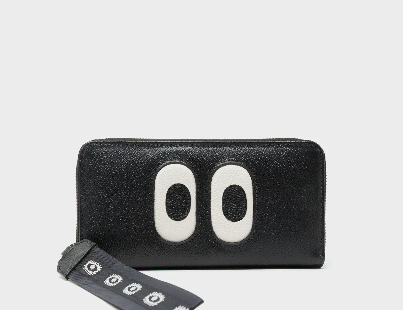 Francis Black Leather Wallet - Look Up Design - Front