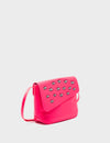 Bruno Mini Crossbody Neon Pink Leather Bag - All Over Eyes Embroidery