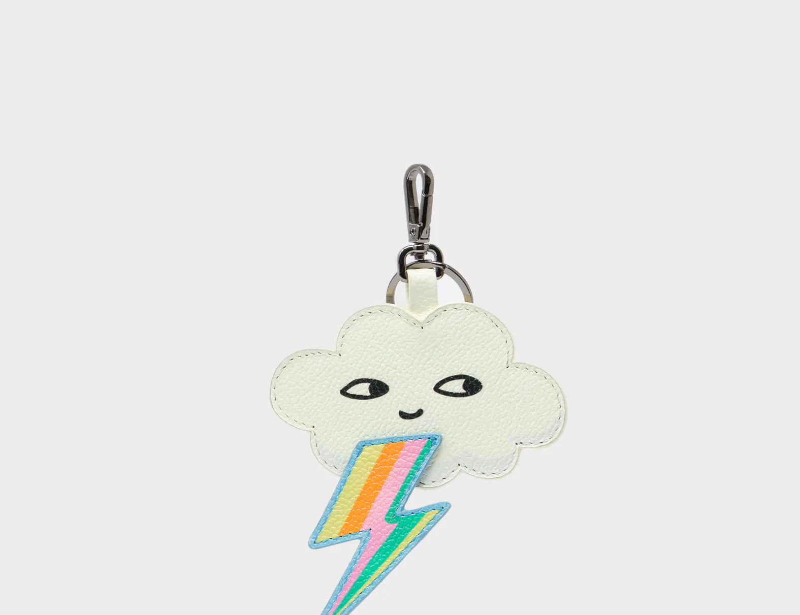 Flashie the Cloud Charm - Almond Leather Keychain - Front View