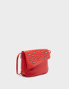Bruno Mini Crossbody Red Leather Bag - All Over Eyes Embroidery