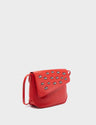Bruno Mini Crossbody Red Leather Bag - All Over Eyes Embroidery - Main View