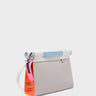 Vali Crossbody Small Gray Leather Bag - All Over Eyes Embroidery - Main View