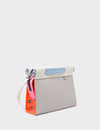 Vali Crossbody Small Gray Leather Bag - All Over Eyes Embroidery