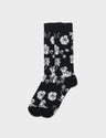 Black Socks - Flowers Motive - Left Side View