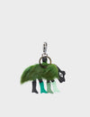 Wolf In Heels Charm - Black and Green Fur Leather Keychain
