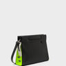 Vali Crossbody Black and Neon Green Leather Bag - All Over Eyes Embroidery - Main View