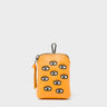 Florence Pouch Charm - Flamingo Orange Leather Keychain All Over Eyes Embroidery - Front View