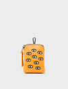 Florence Pouch Charm - Flamingo Orange Leather Keychain All Over Eyes Embroidery