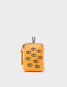 Florence Pouch Charm - Flamingo Orange Leather Keychain All Over Eyes Embroidery - Front View