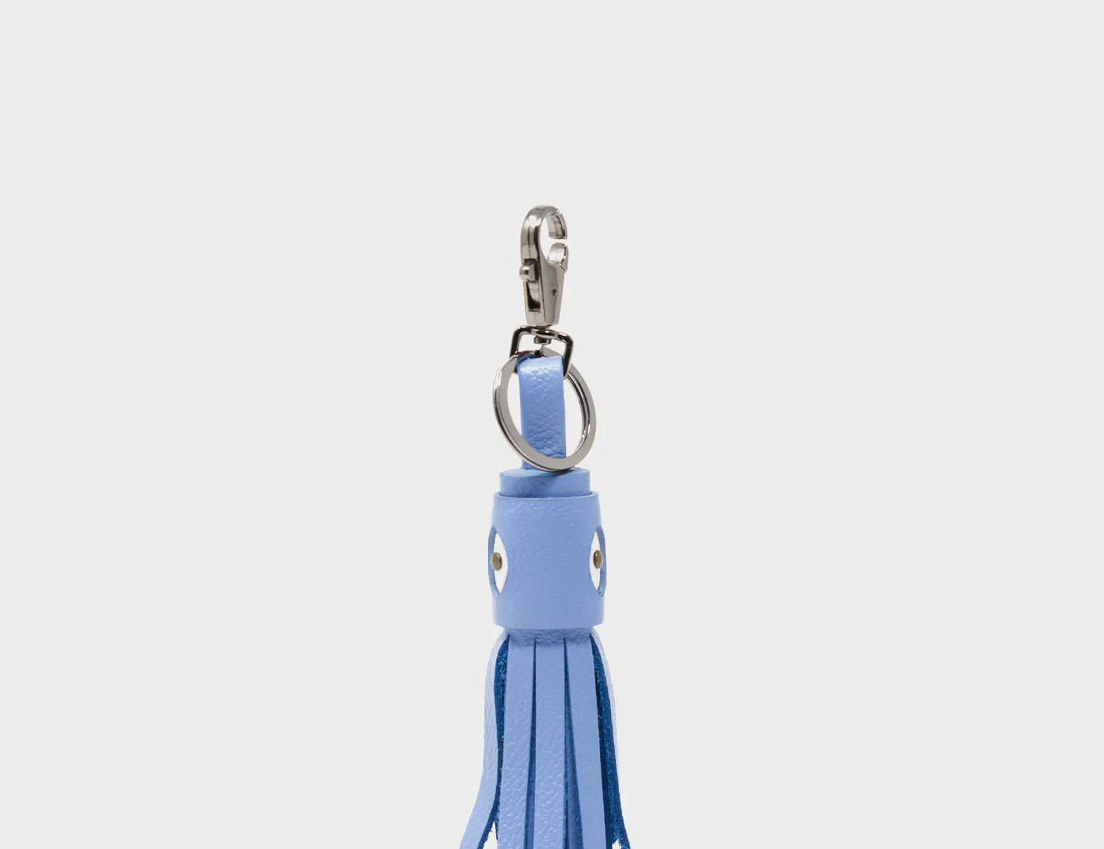 Callie Marie Hue Charm - Vista Blue Leather Keychain - Front View