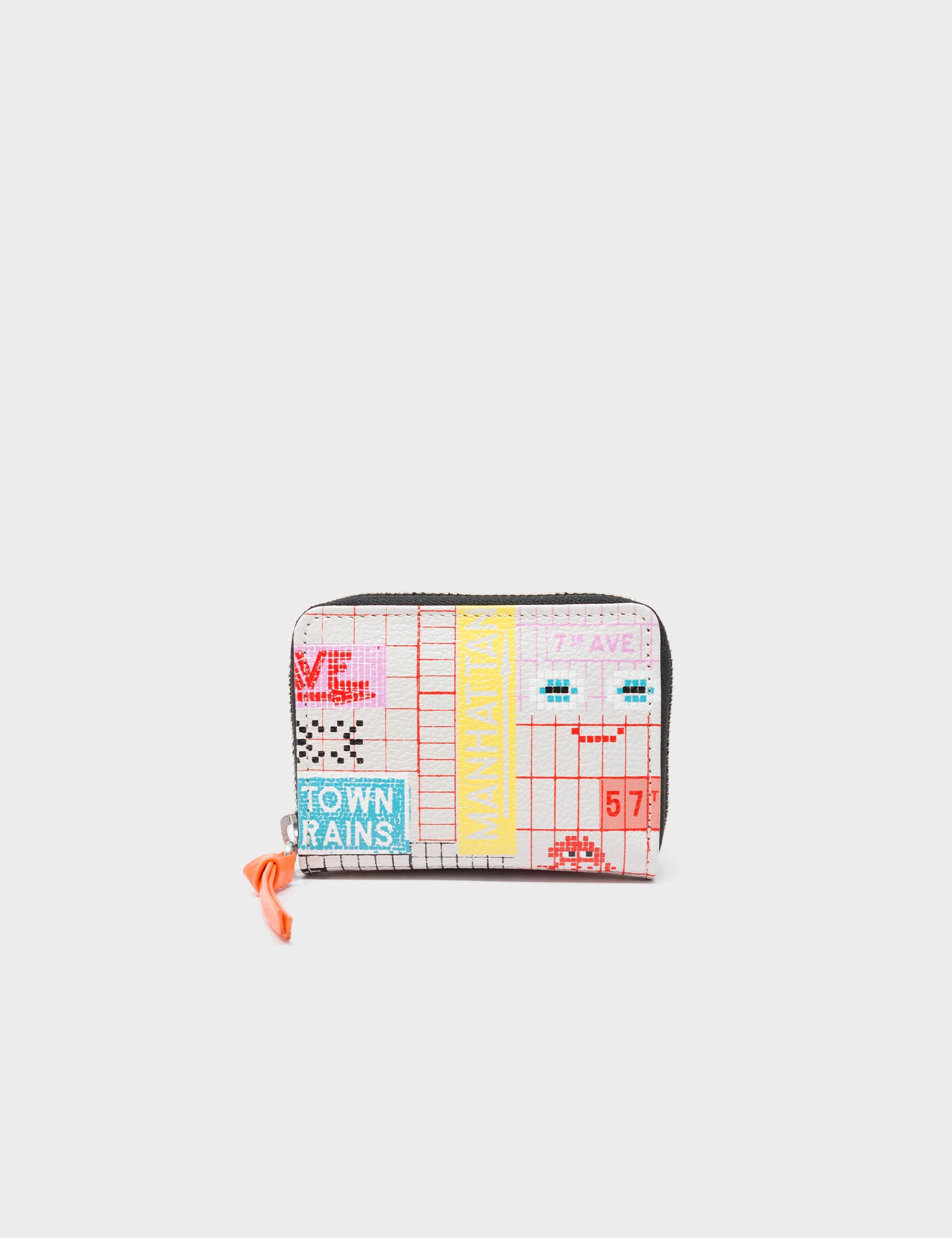 Frodo Cream Leather Zip Around Wallet - Subway Stories Print - Front View