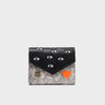 Fiona Black and Cream Leather Wallet - All Over Eyes Embroidery - Front View