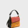 Anastasio Micro Crossbody Handbag Baked City Brown and Flamingo Orange Leather - Retro Tiger Design - Main VIew
