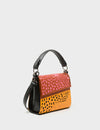 Anastasio Micro Crossbody Handbag Baked City Brown and Flamingo Orange Leather - Retro Tiger Design
