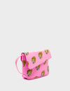 Bruno Mini Crossbody Bubblegum Pink Leather Bag - Blazing Tiger Print